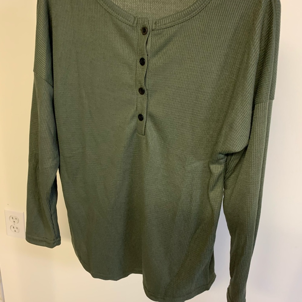Womens Henley Button Down Blouse Tops Shirts